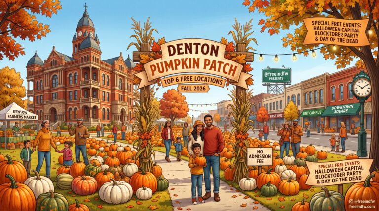 Top 6 free pumpkin patches and fall photo spots in Denton Texas featuring the historic courthouse square